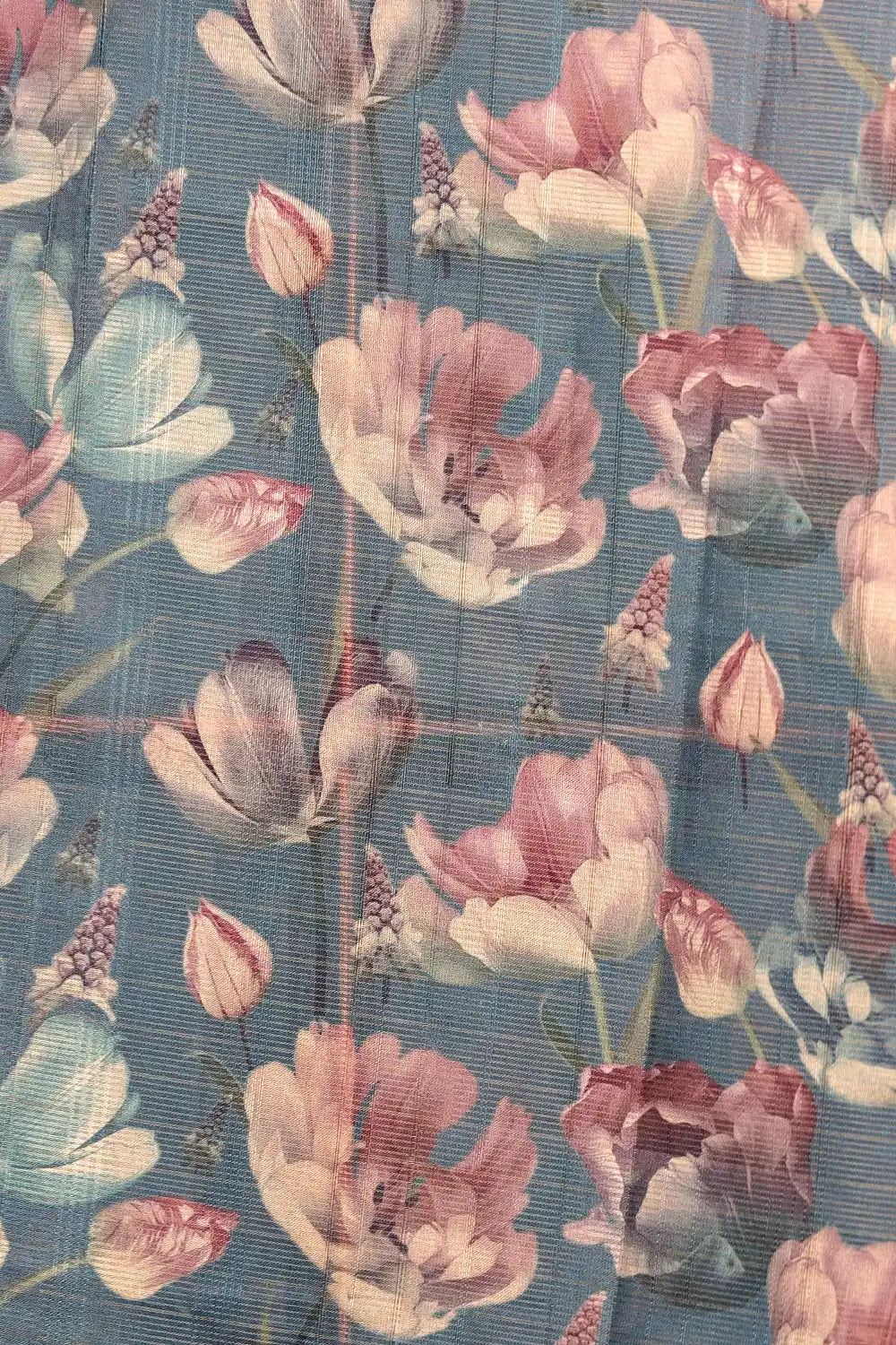 Peacock Blue Tissue Jute Saree