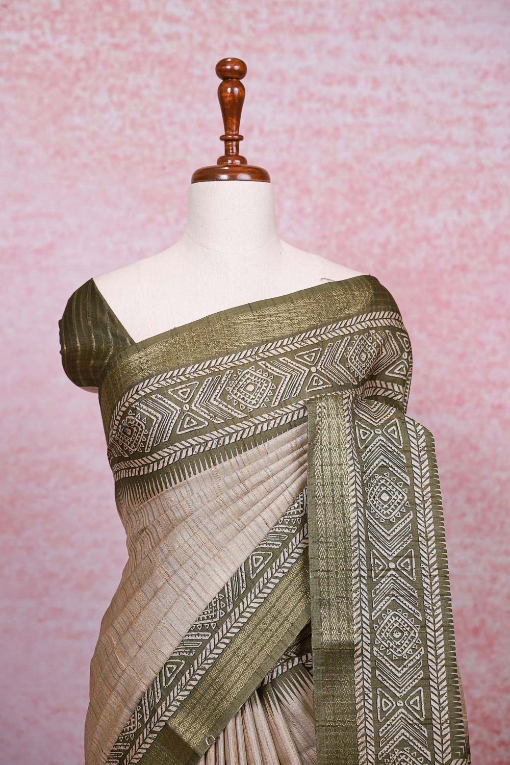 Cream Semi Jute Saree