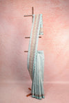 Pastel Blue Semi Jute Saree