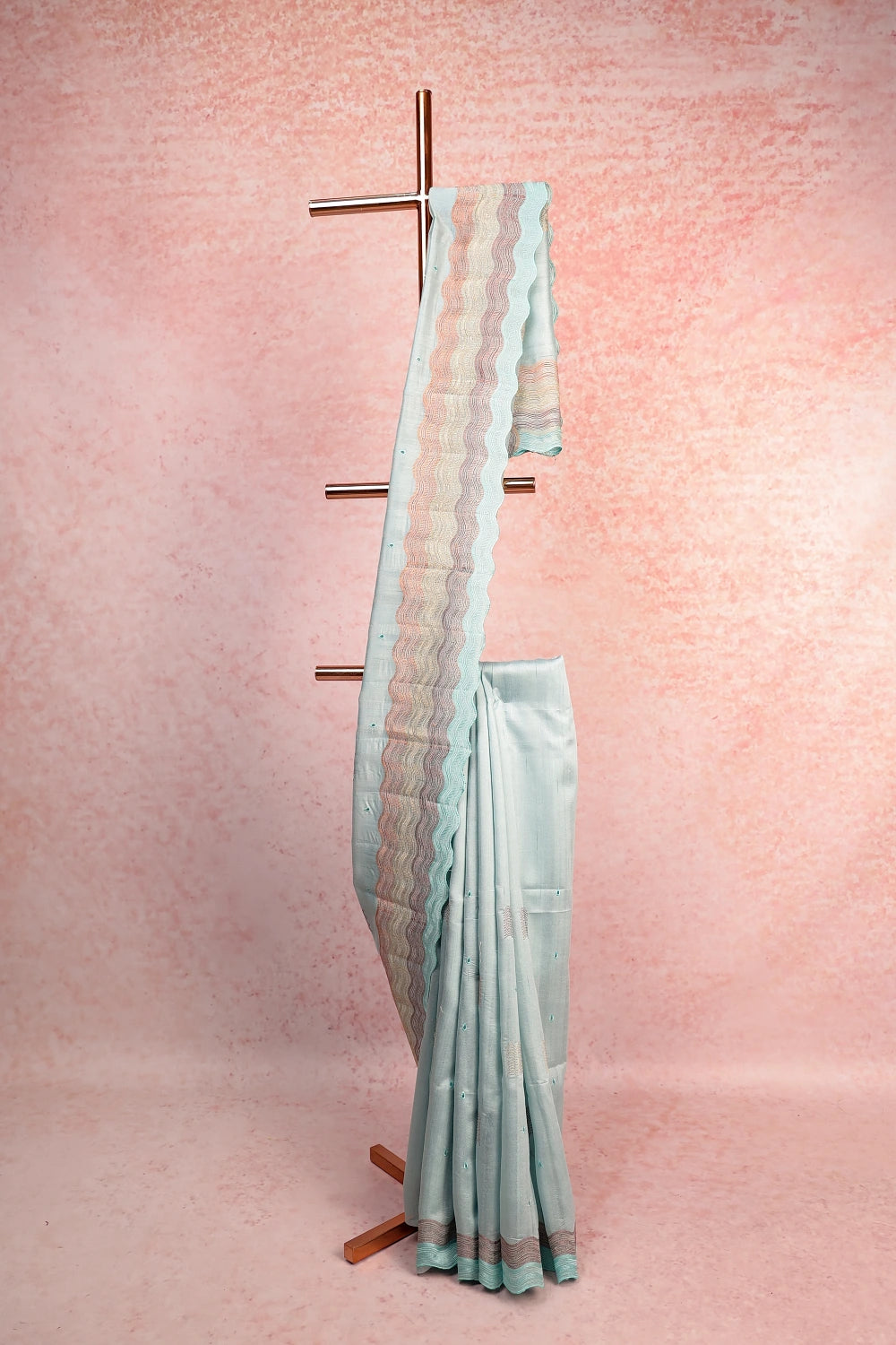 Pastel Blue Semi Jute Saree