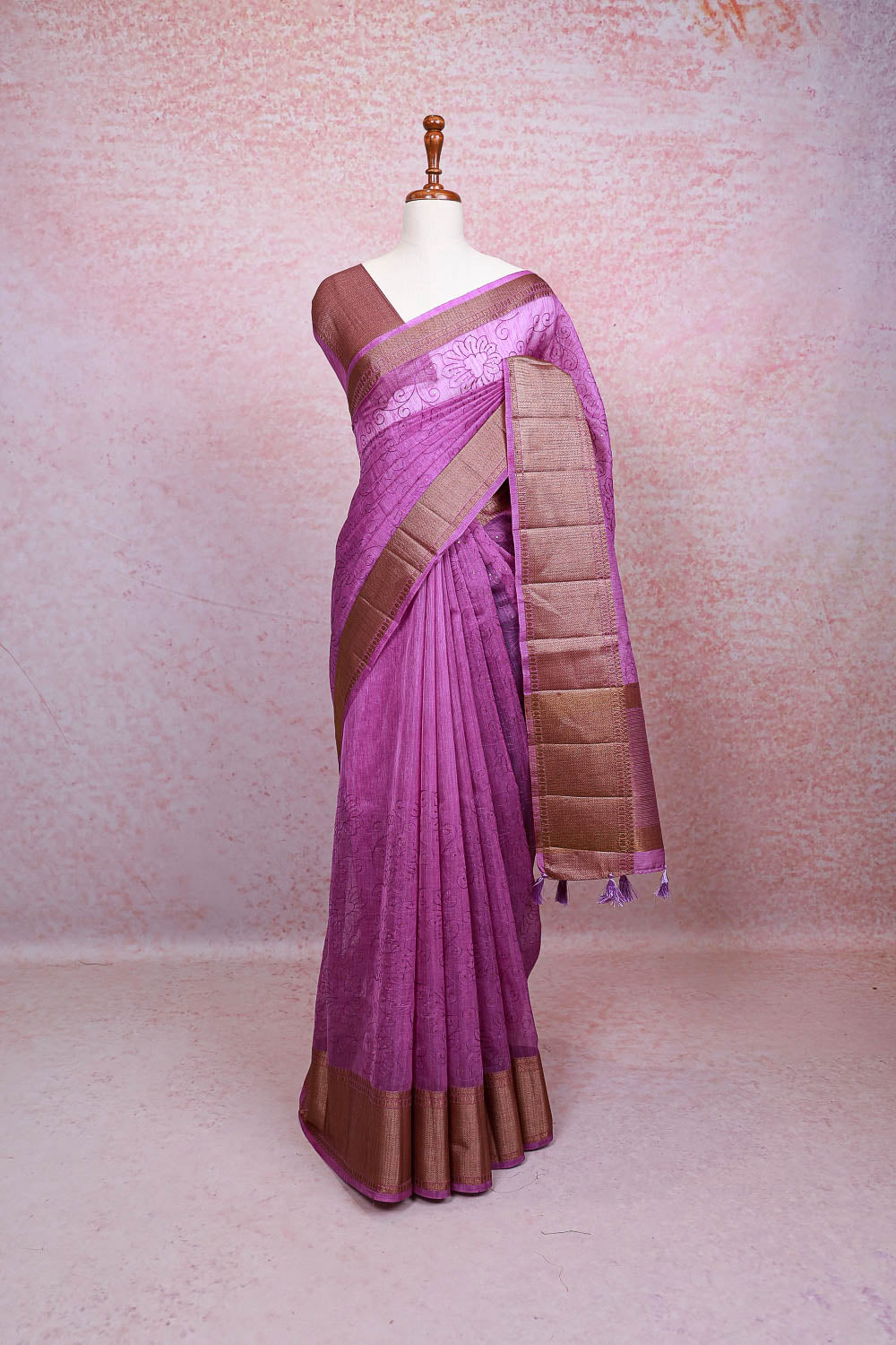 Purple Semi Jute Saree