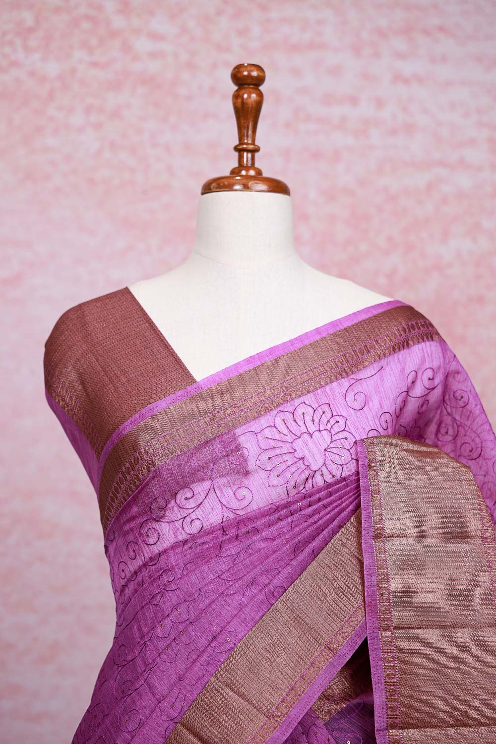 Purple Semi Jute Saree
