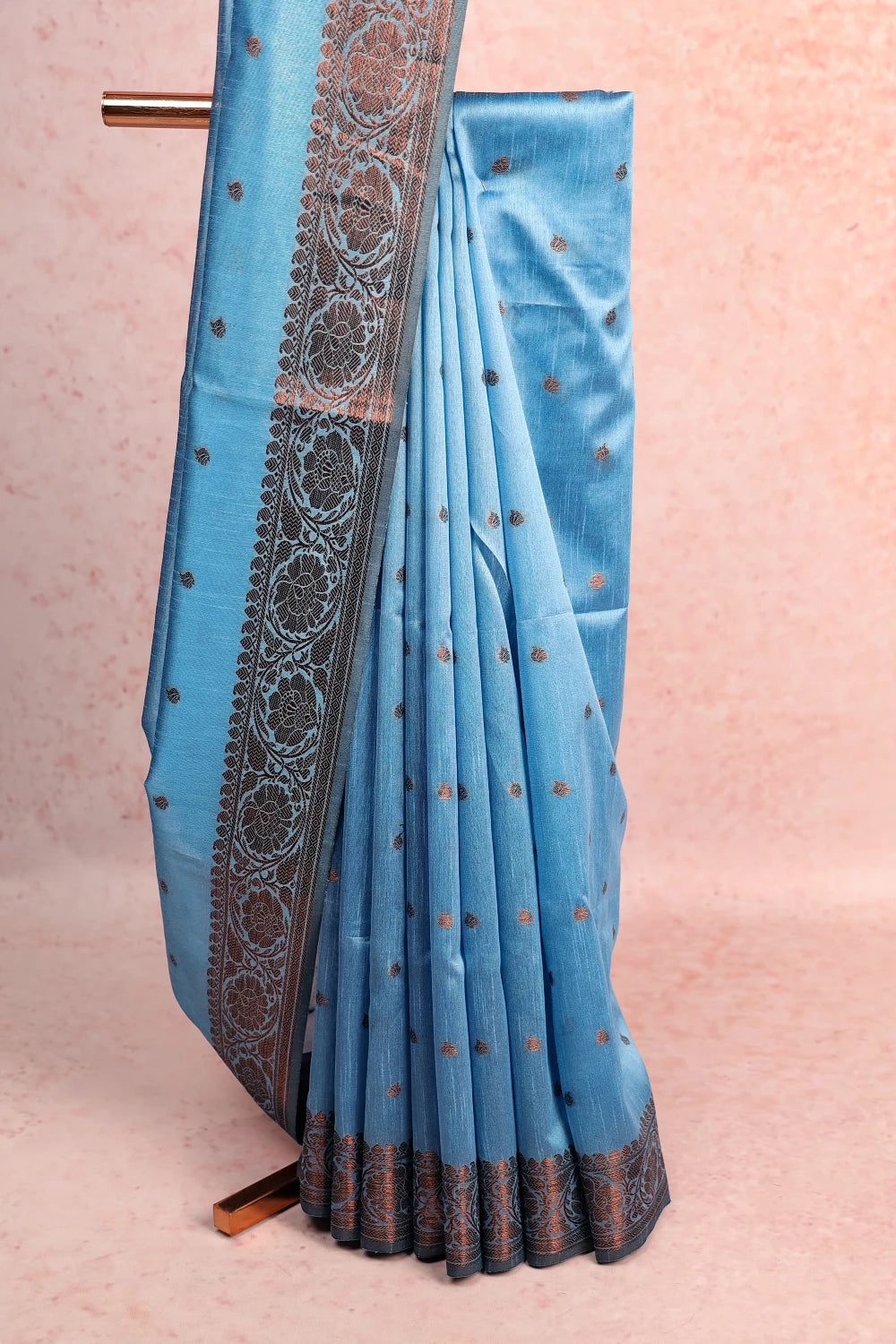 Sea Blue Semi Jute Saree