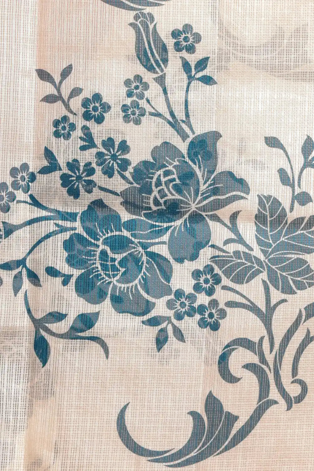 Cream Super Net Kota Saree
