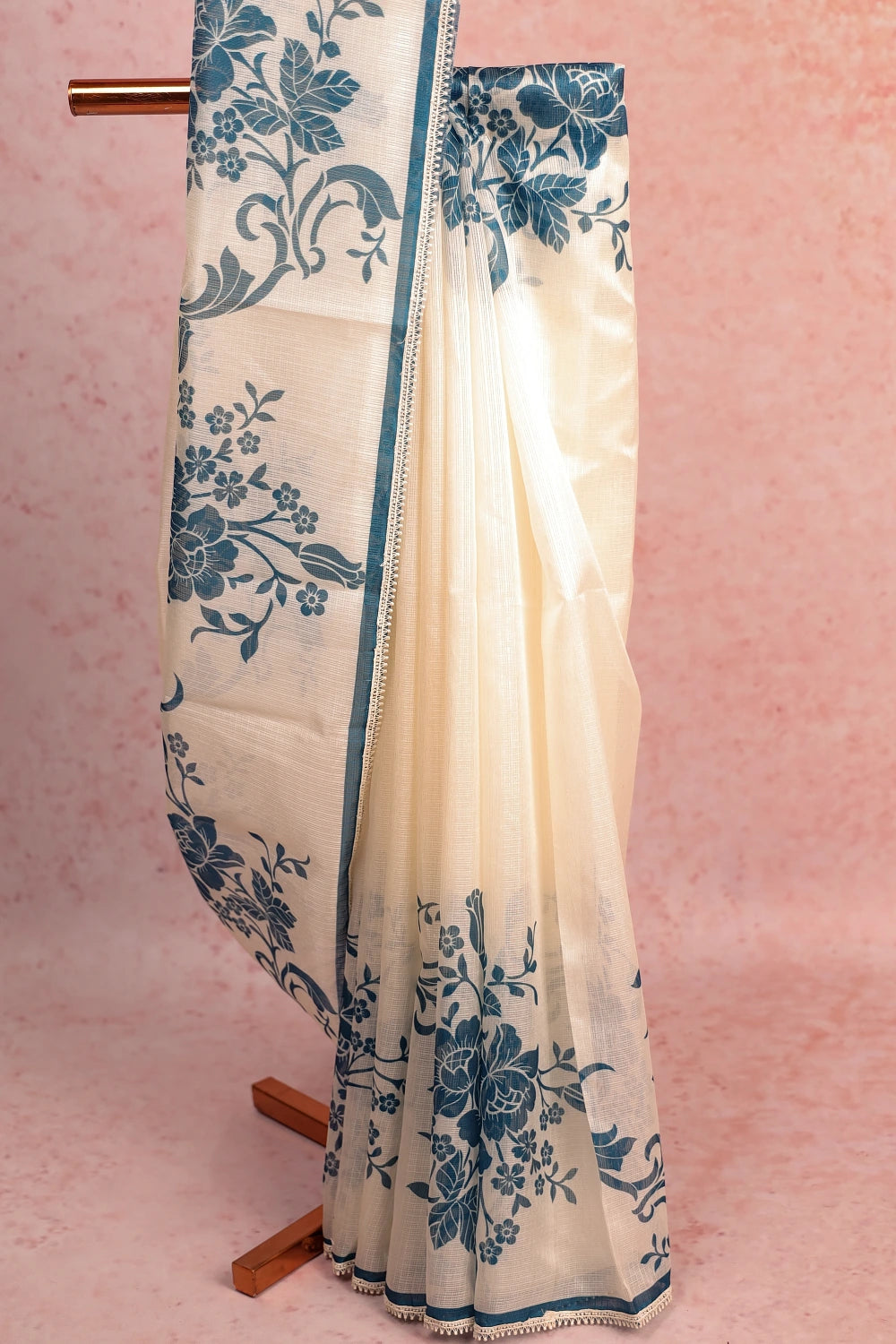 Cream Super Net Kota Saree