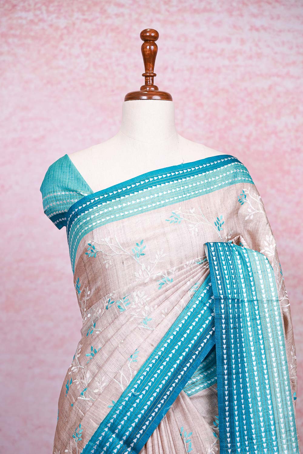 Cream Semi Jute Saree