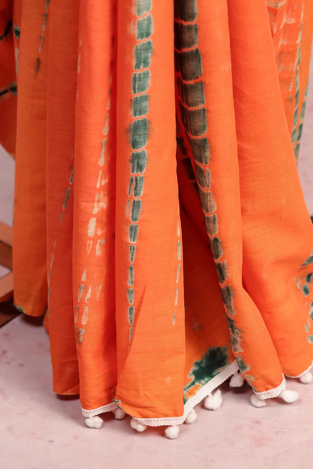 Green AND Orange Cotton Saree