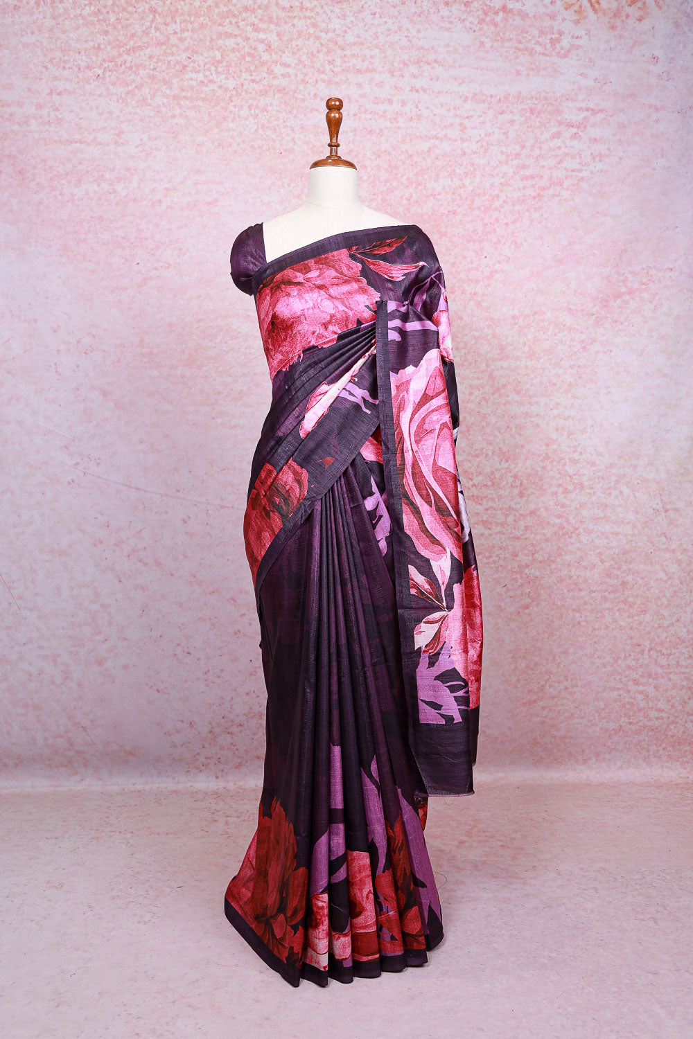 Purple Semi Jute Saree