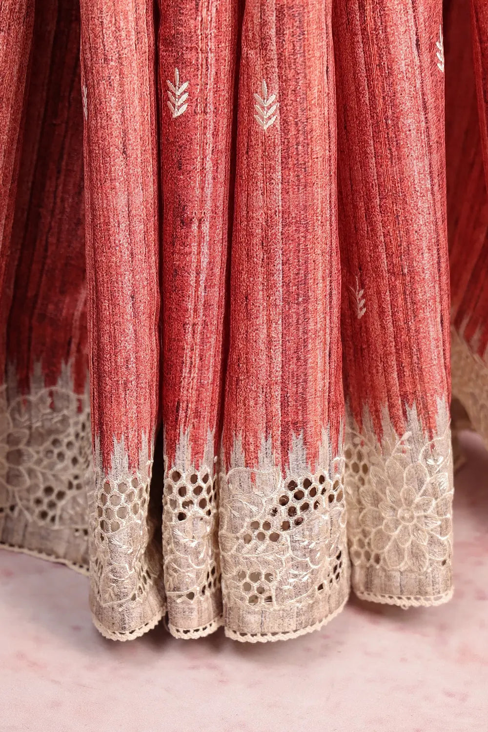Brick Color Semi Tussar Saree