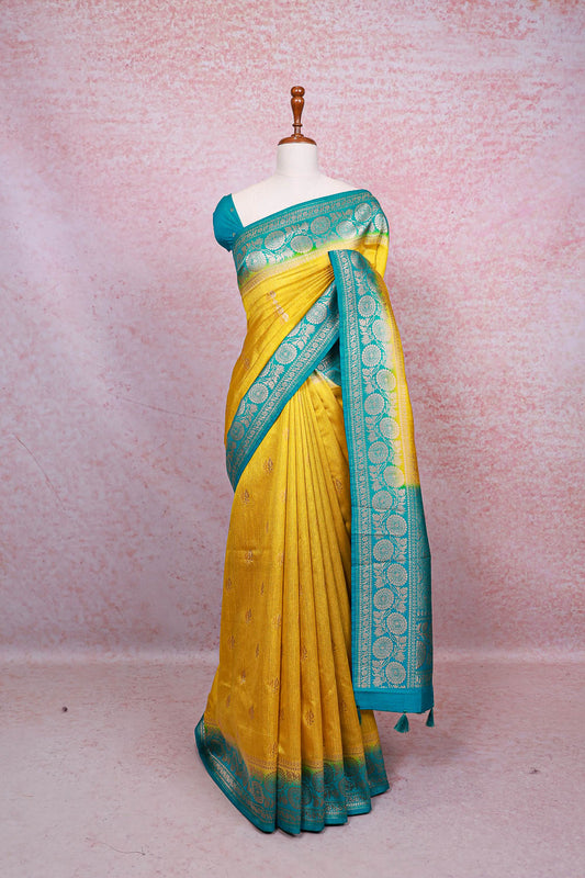 Lemon Yellow Semi Jute Saree