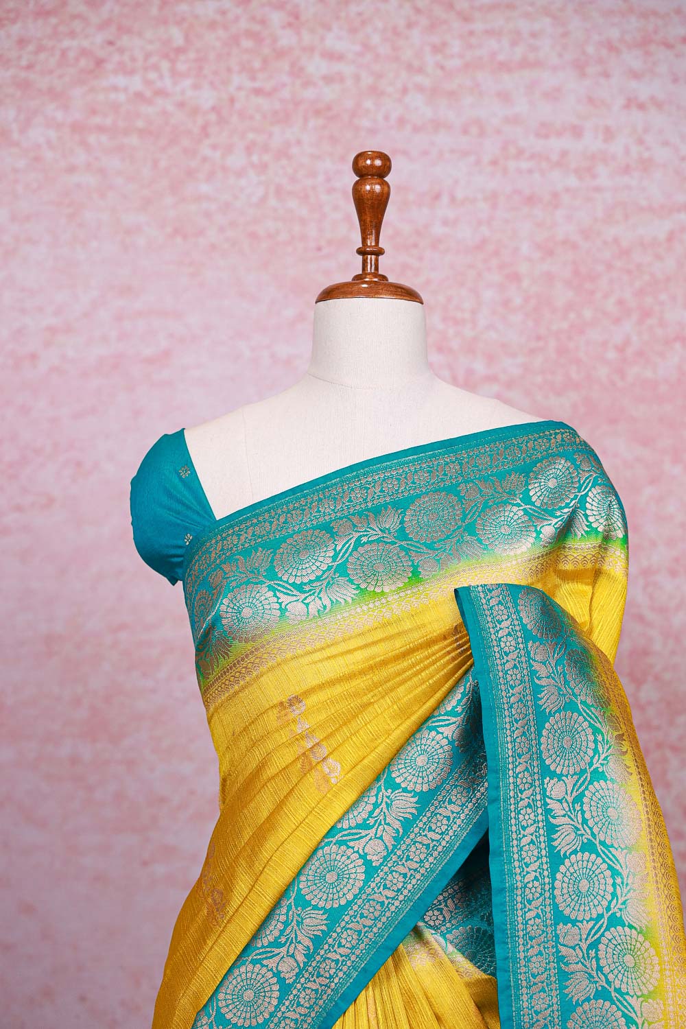 Lemon Yellow Semi Jute Saree