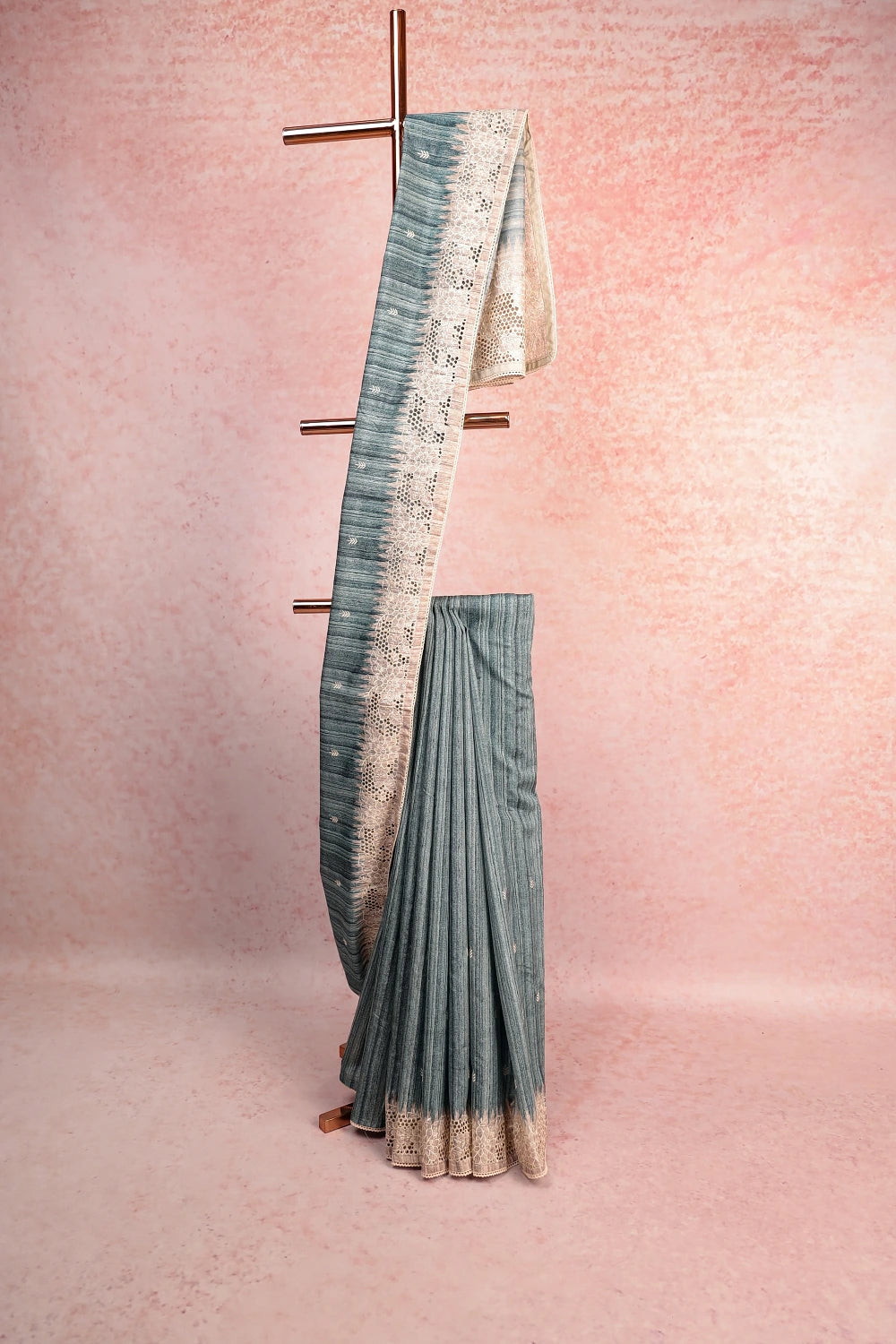 Blue Semi Jute Saree