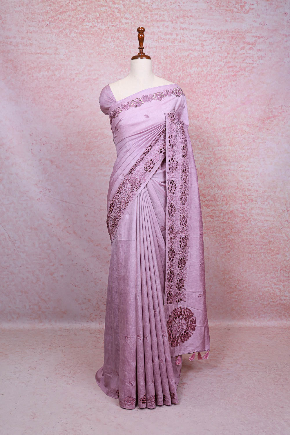 Lavender Semi Tussar Saree