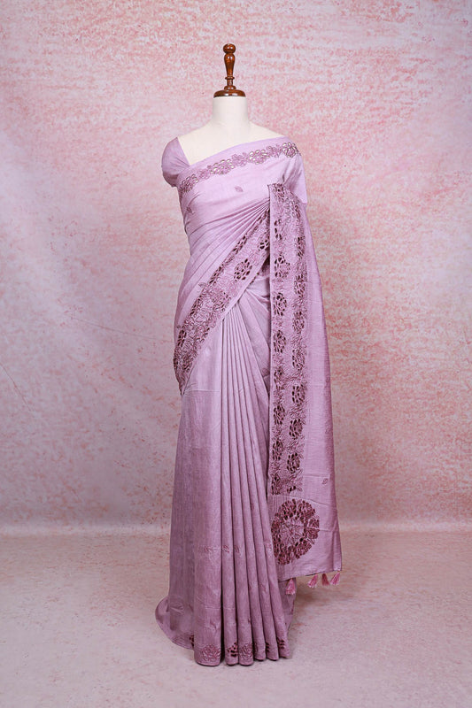 Lavender Semi Tussar Saree