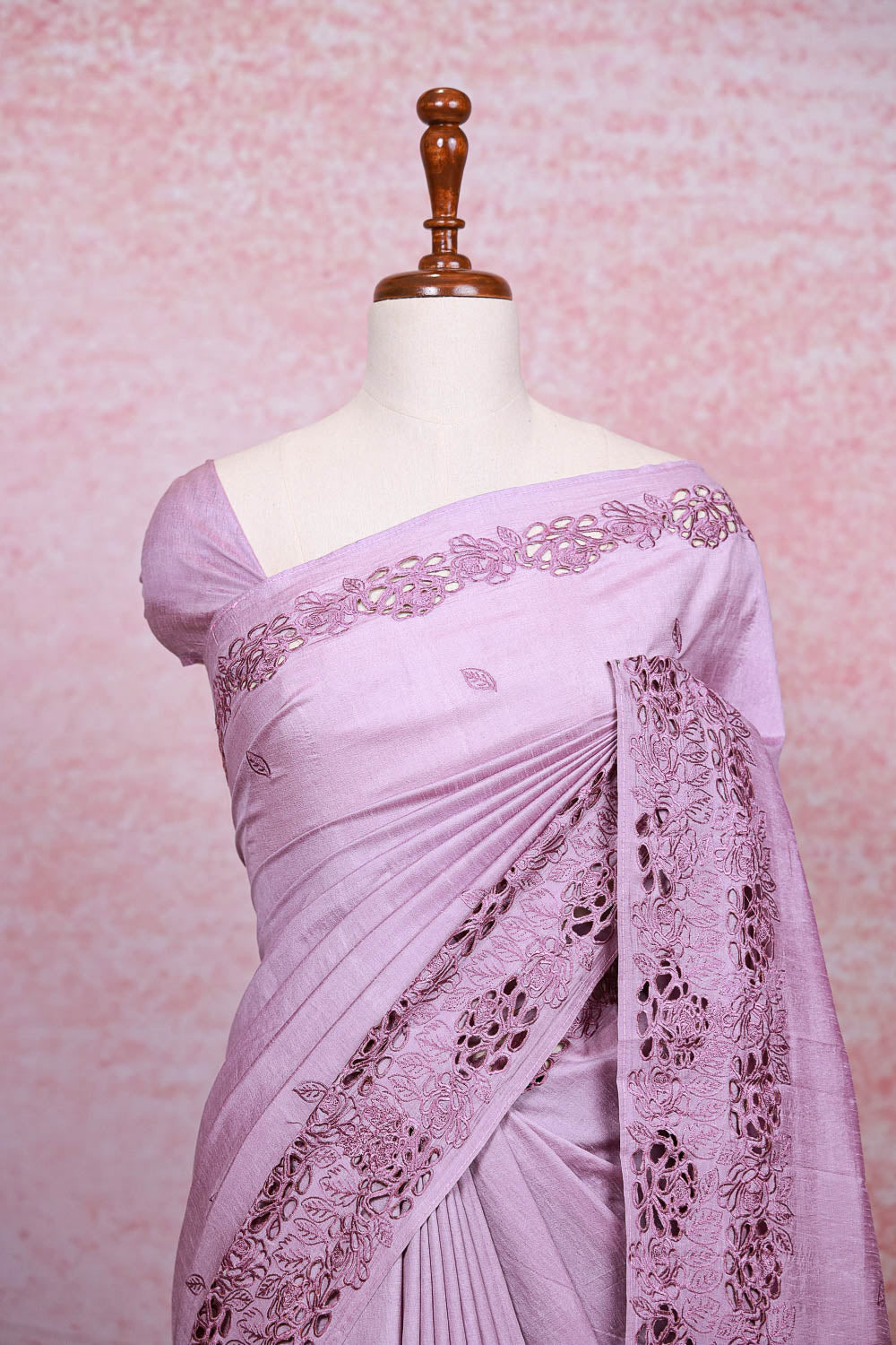 Lavender Semi Tussar Saree