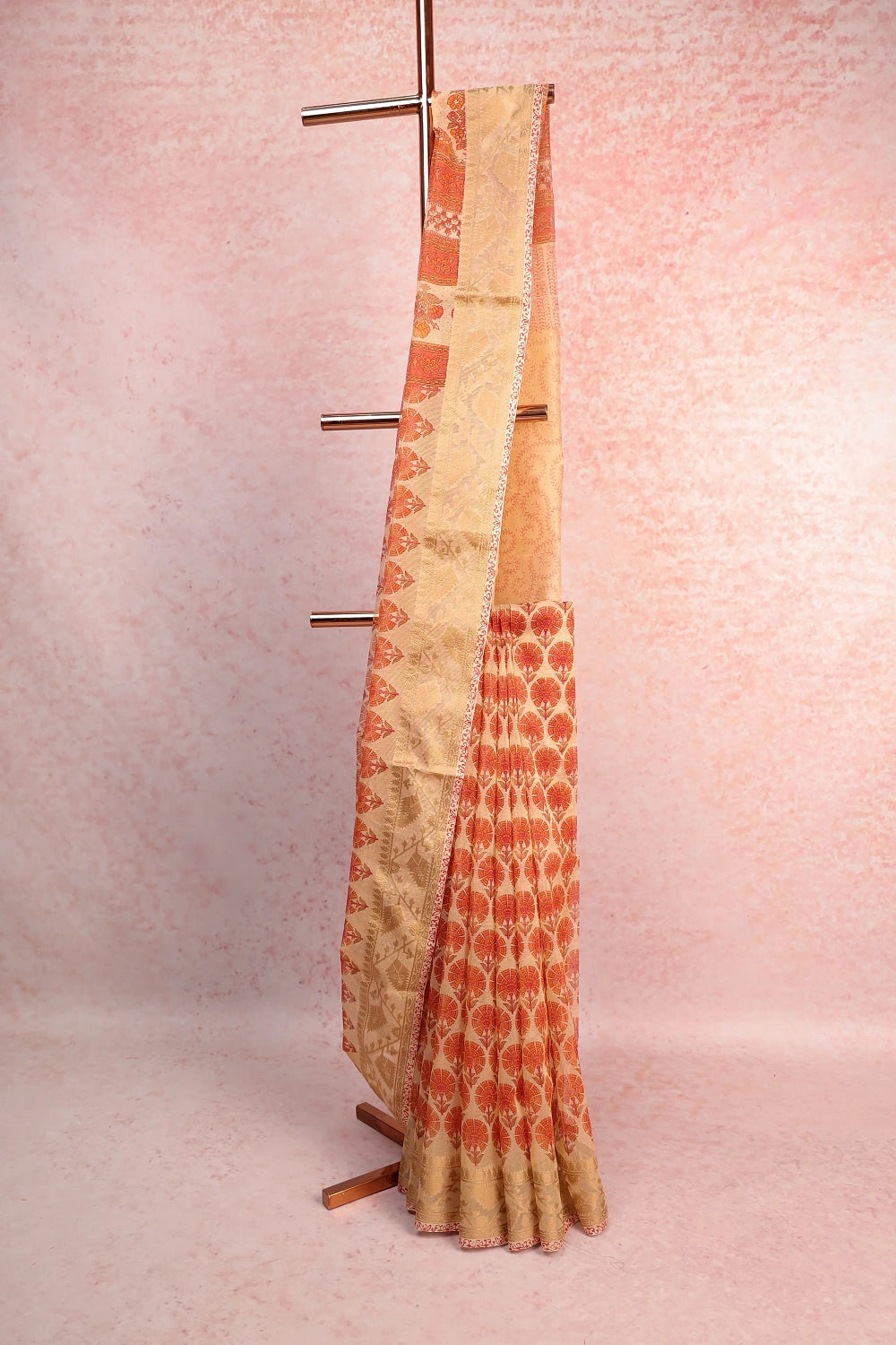 Cream Net Kota Saree