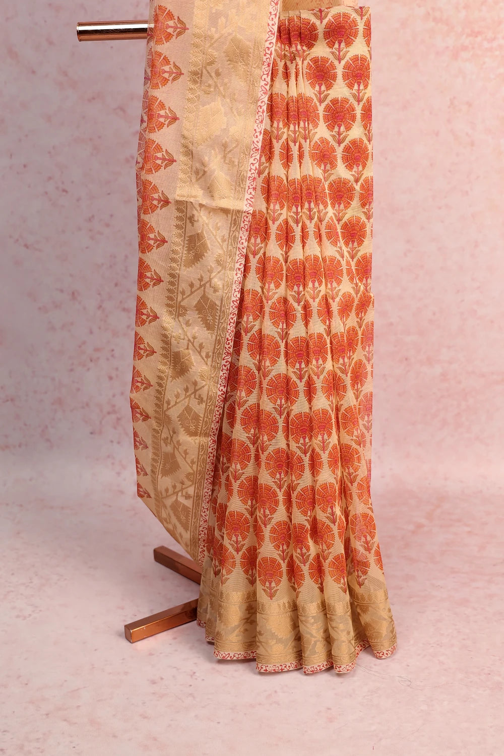 Cream Net Kota Saree