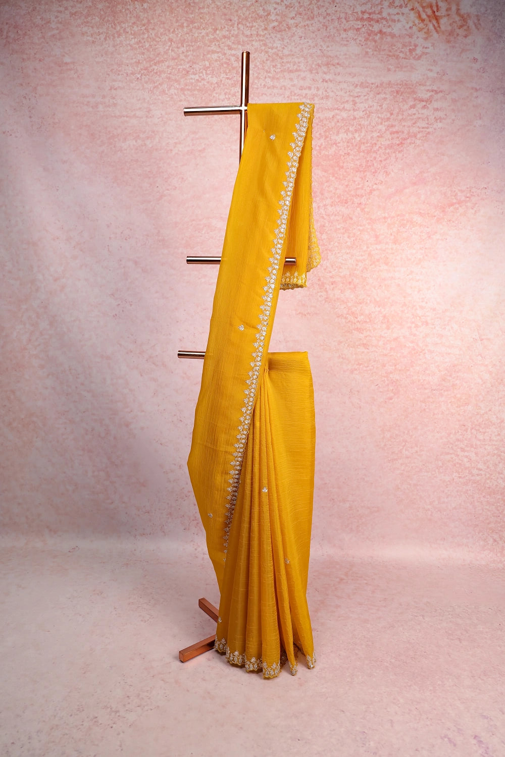 Mustard Yellow Crush Saree