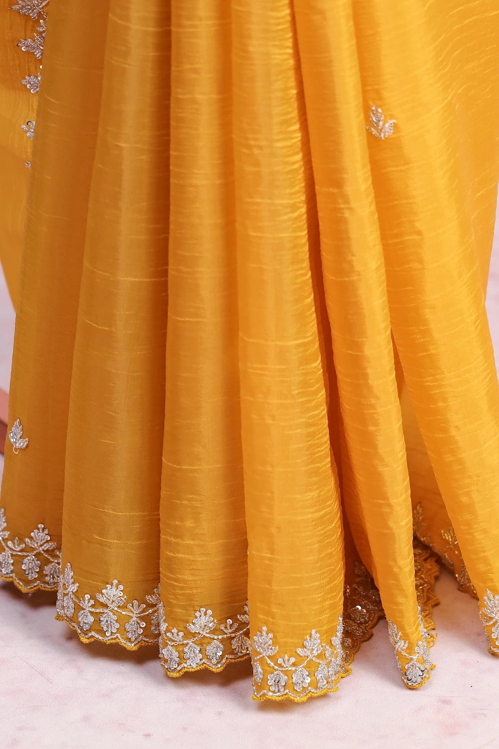 Mustard Yellow Crush Saree