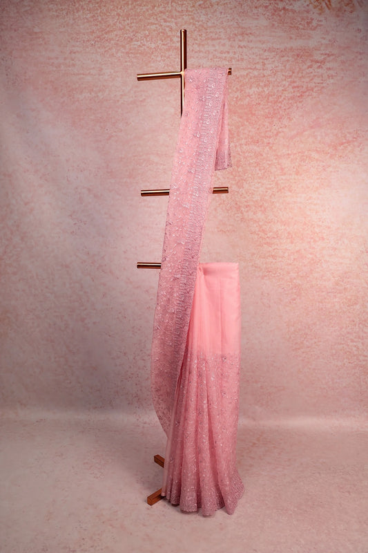 Pink Organza Saree