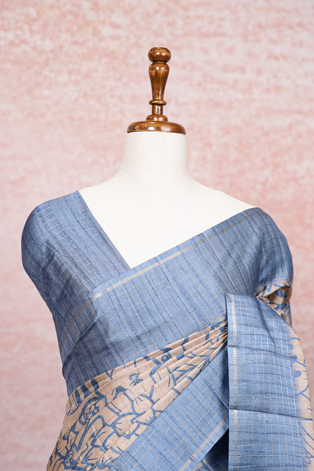Cream Semi Tussar Saree