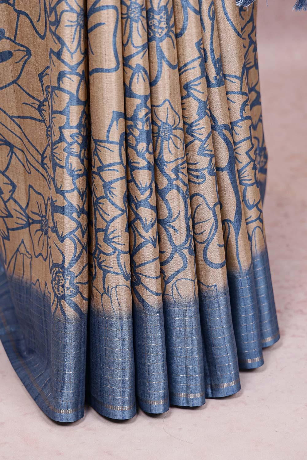 Cream Semi Tussar Saree