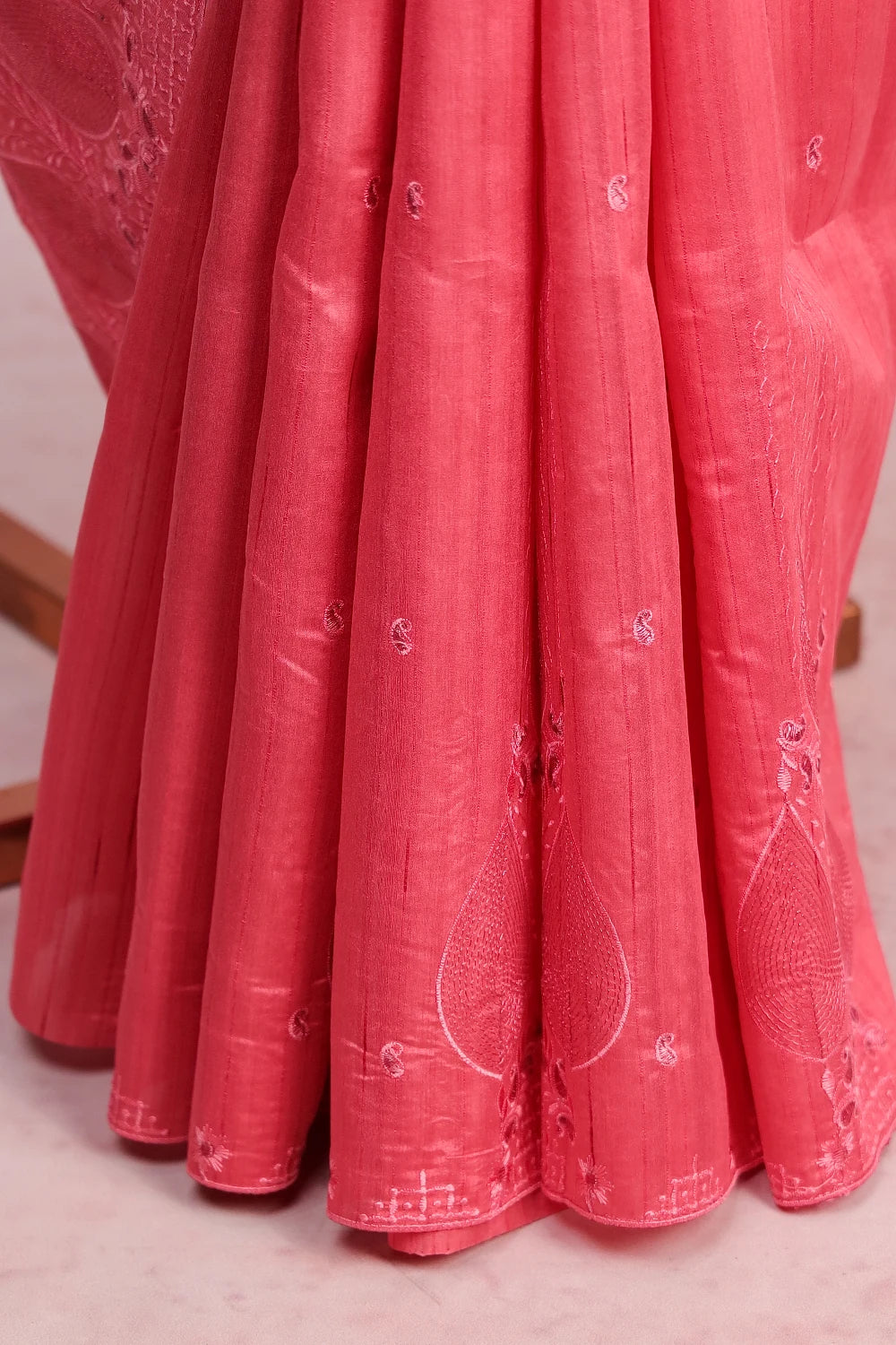 Dark Peach Semi Tussar Saree