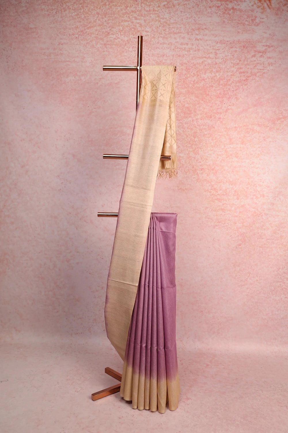 Lavender Tussar Silk Saree