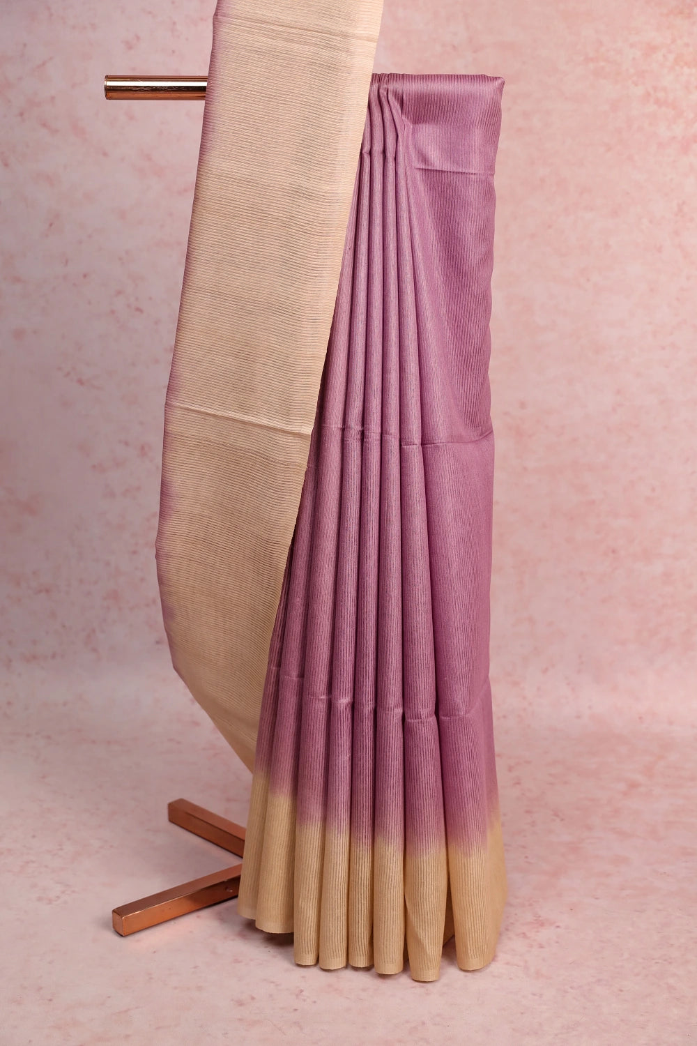 Lavender Tussar Silk Saree