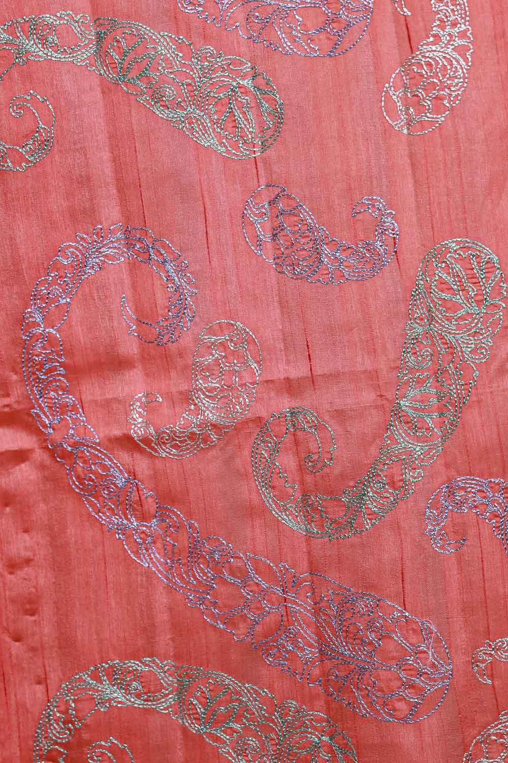 Peach Semi Tussar Saree