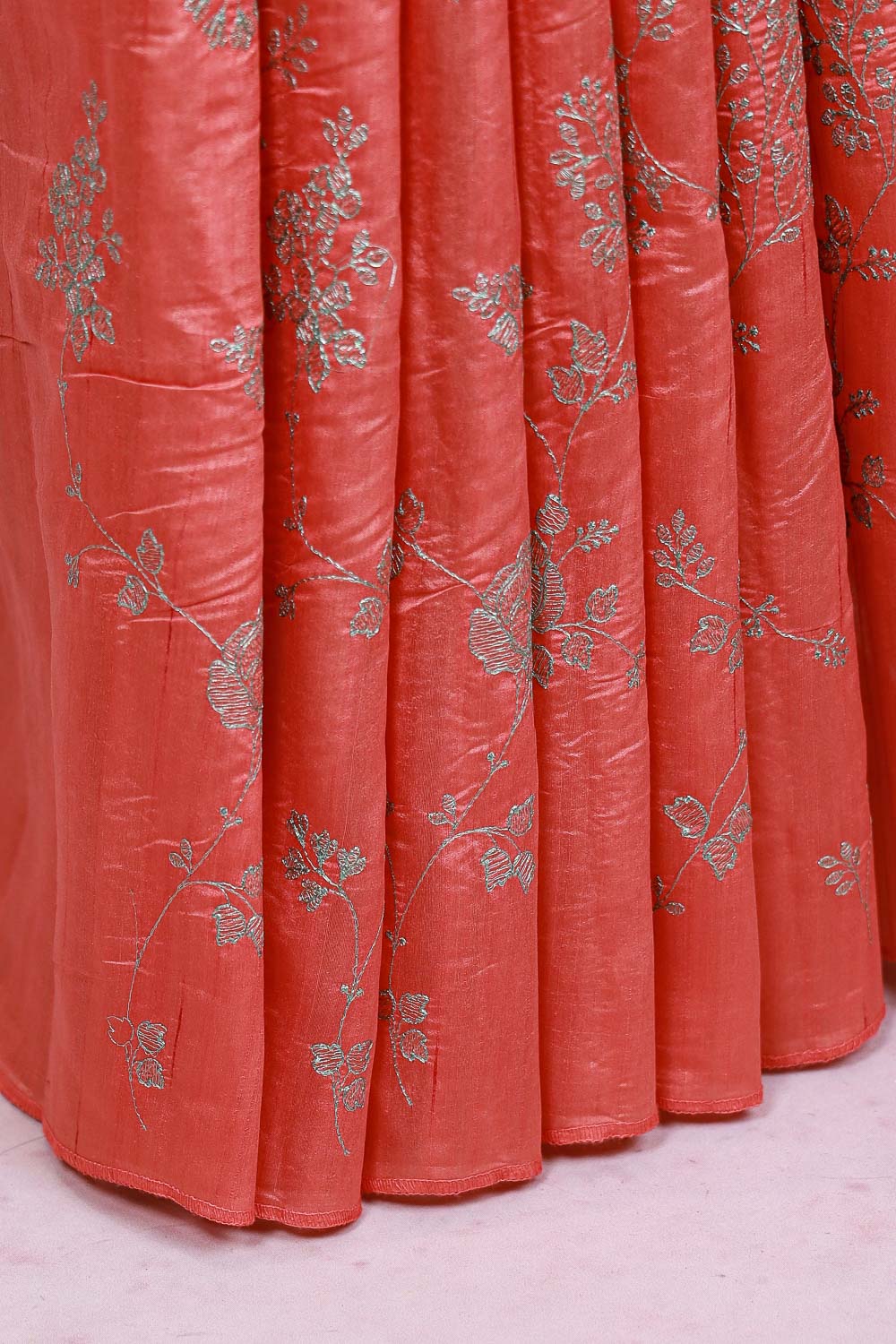 Peach Semi Tussar Saree