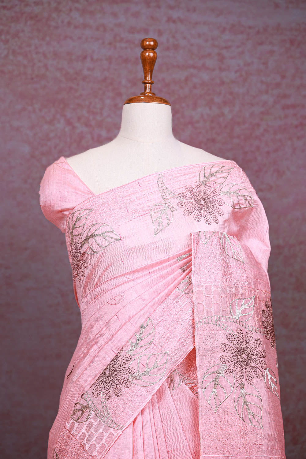 Light Pink Semi Tussar Saree