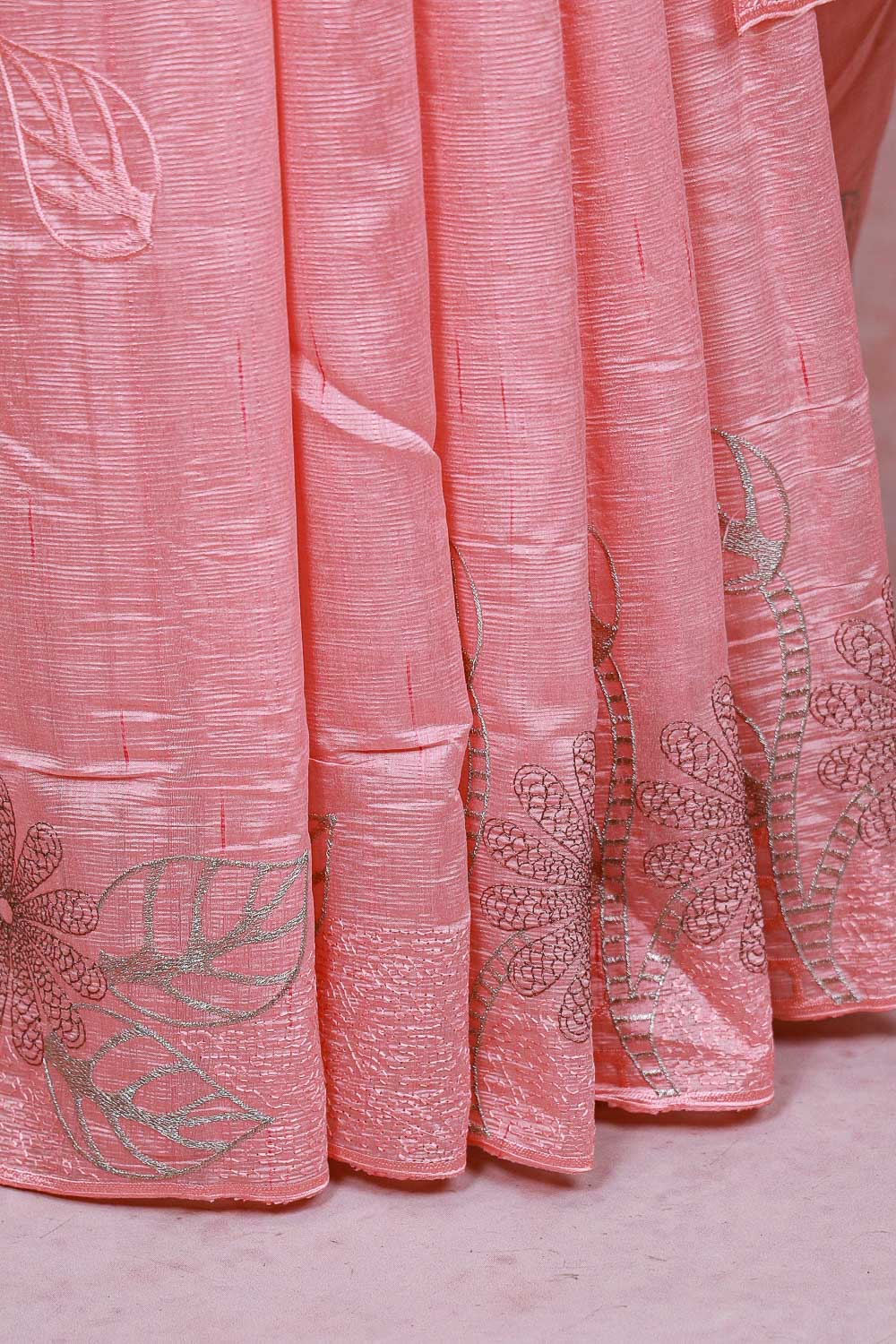 Light Pink Semi Tussar Saree