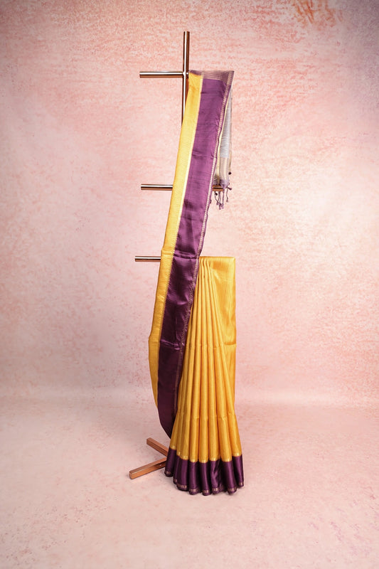 Yellow Semi Tussar Saree