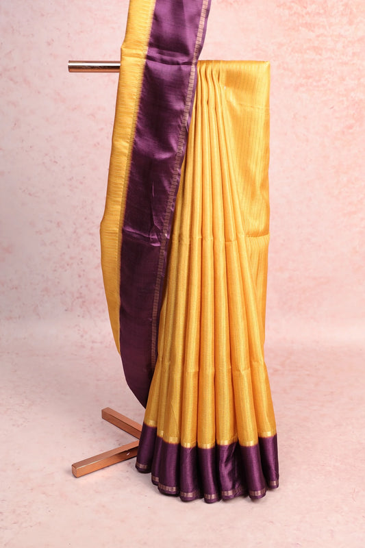 Yellow Semi Tussar Saree