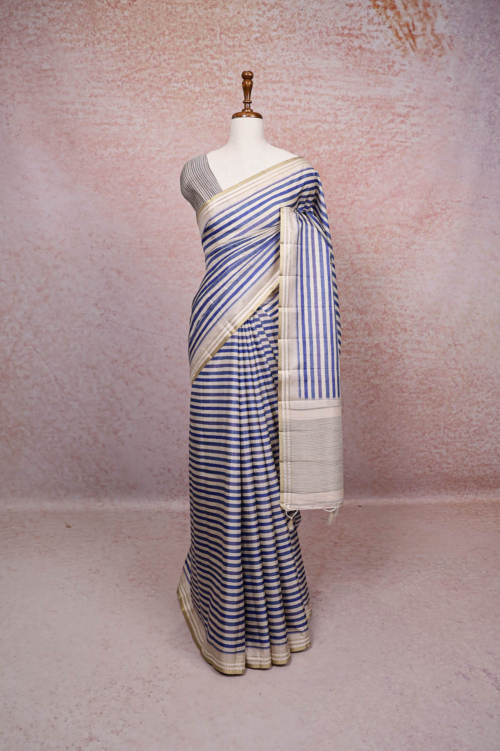 Cream Semi Tussar Saree