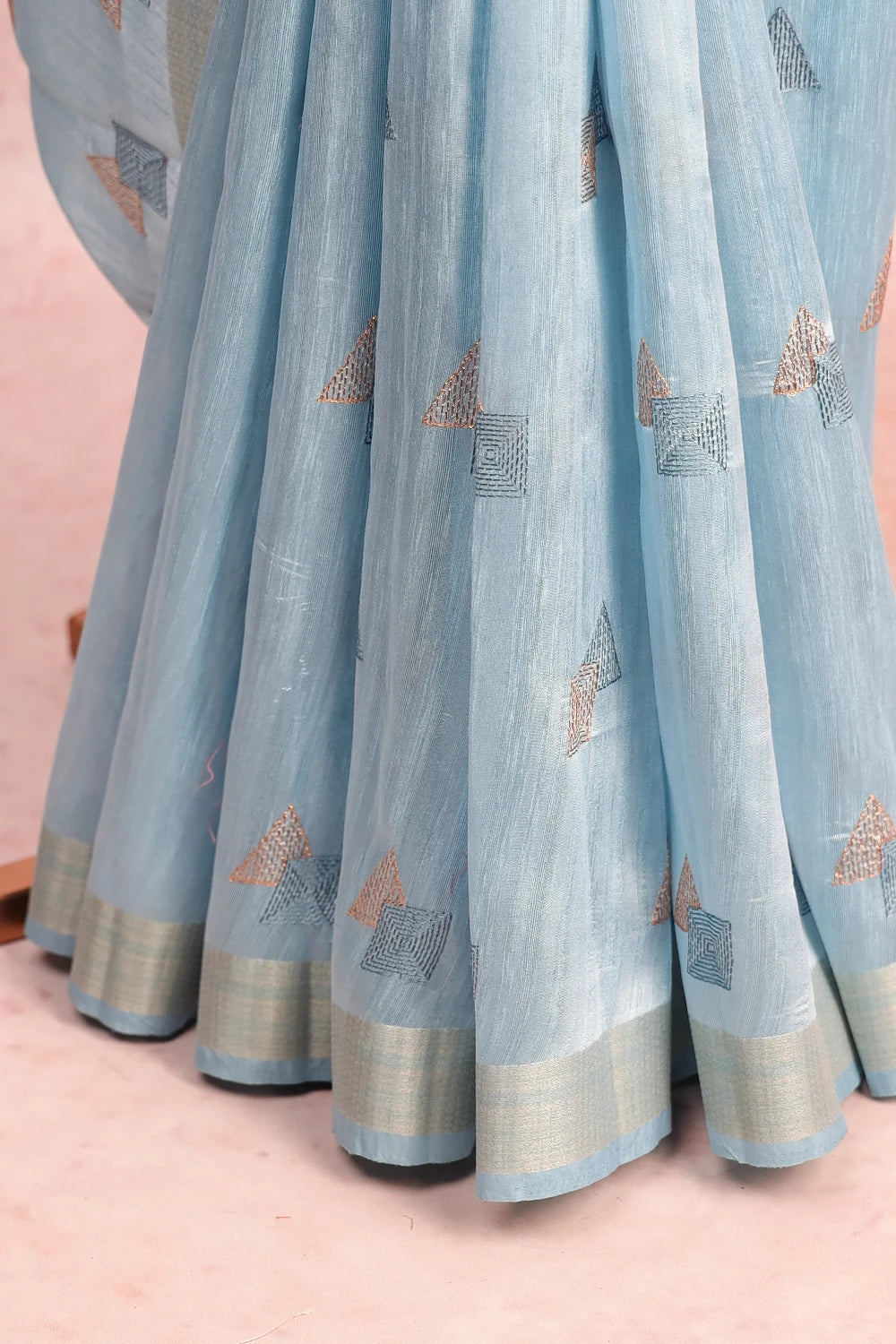 Sky Blue Semi Tussar  Saree