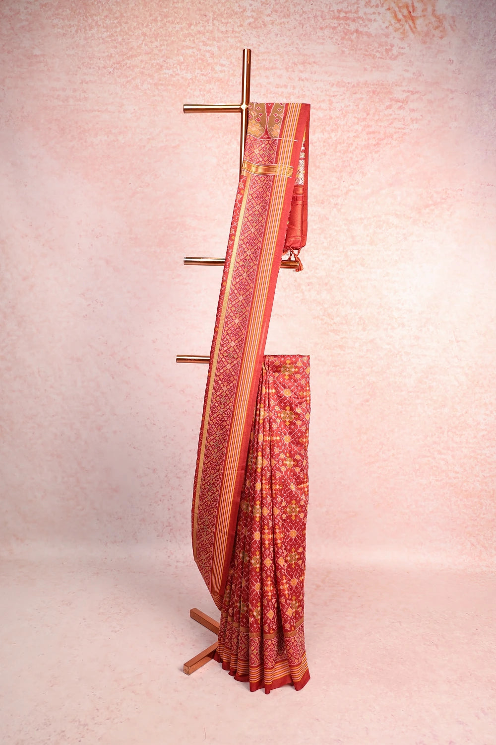 Rust Orange Semi Silk Saree