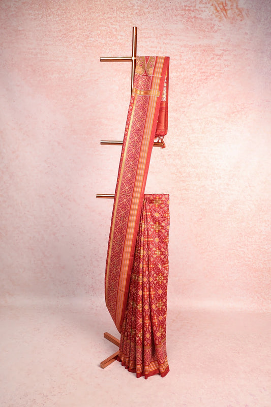 Rust Orange Semi Silk Saree