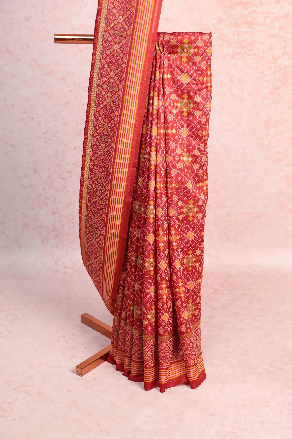 Rust Orange Semi Silk Saree