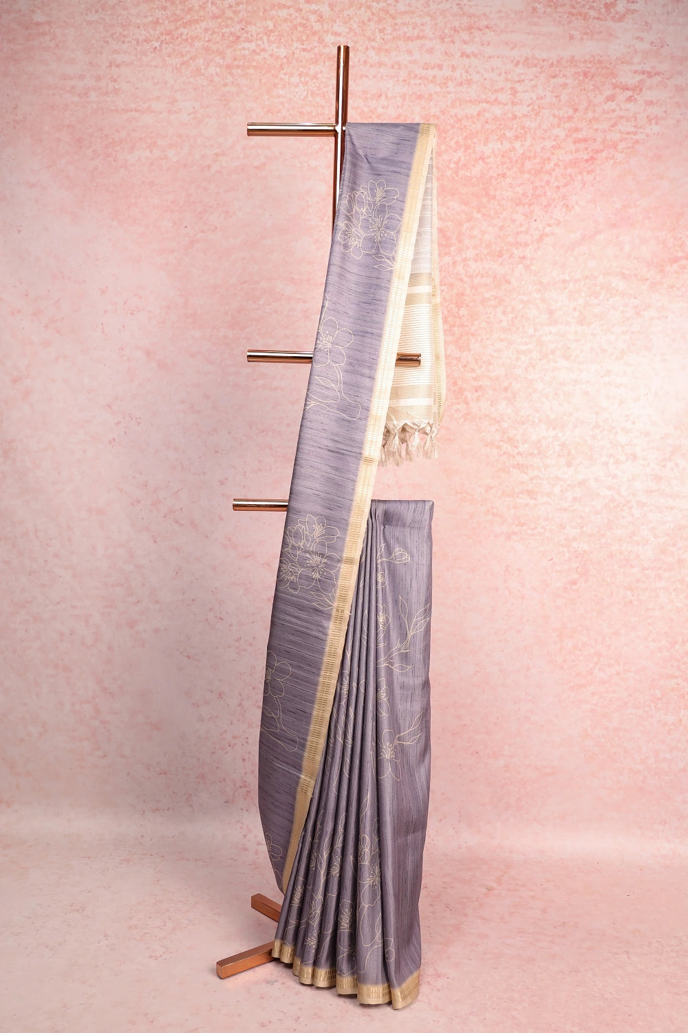 Grey Semi Tussar Saree