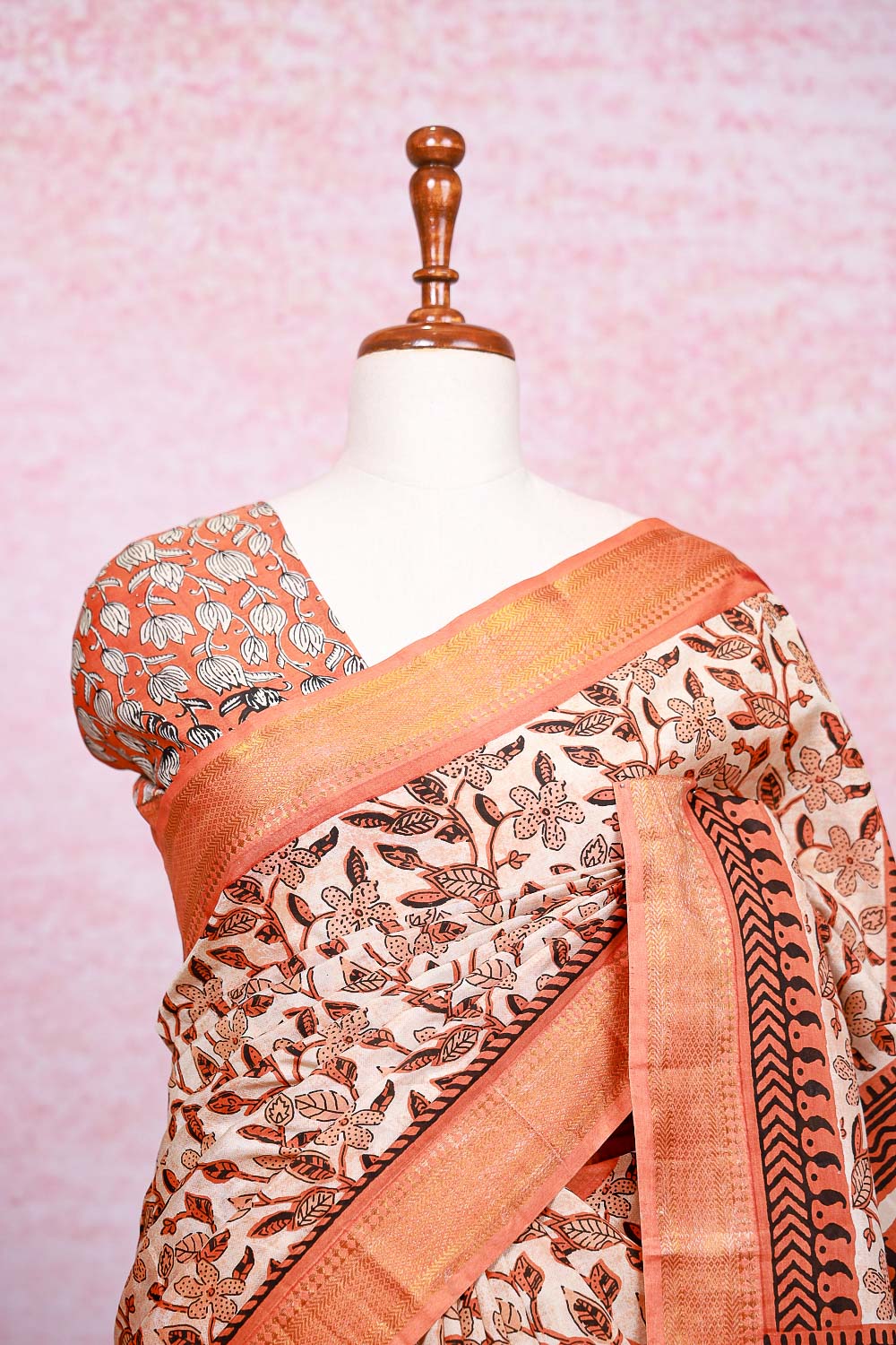 Cream Semi Tussar Saree