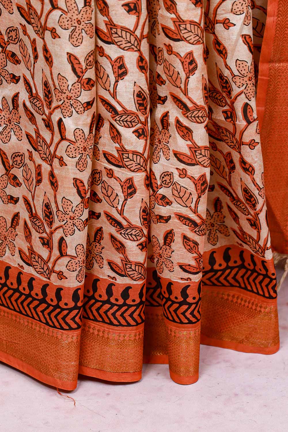 Cream Semi Tussar Saree