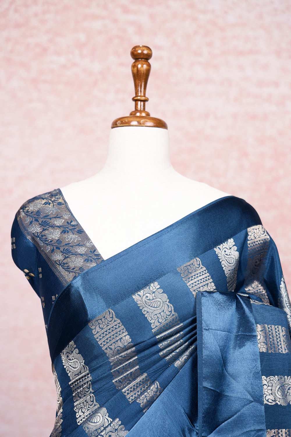 Peacock Blue Jute Banarasi Saree