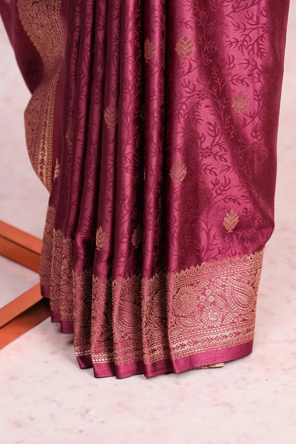 Wine Satin Saree