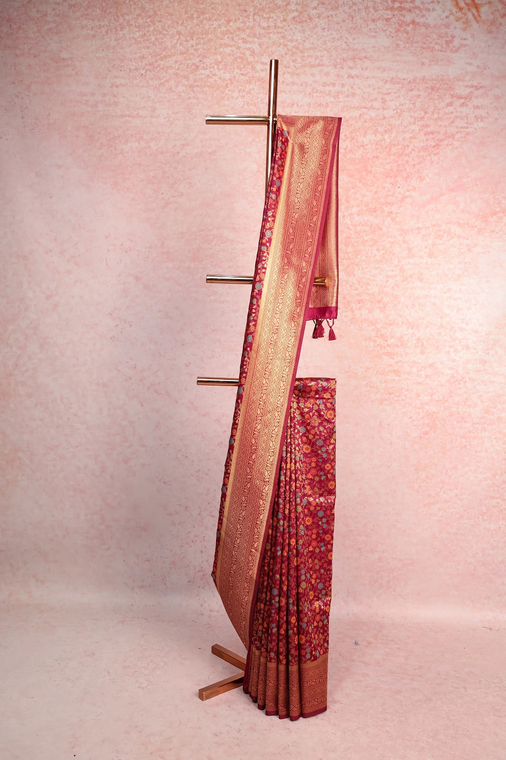 Magenta Semi Banarasi Saree