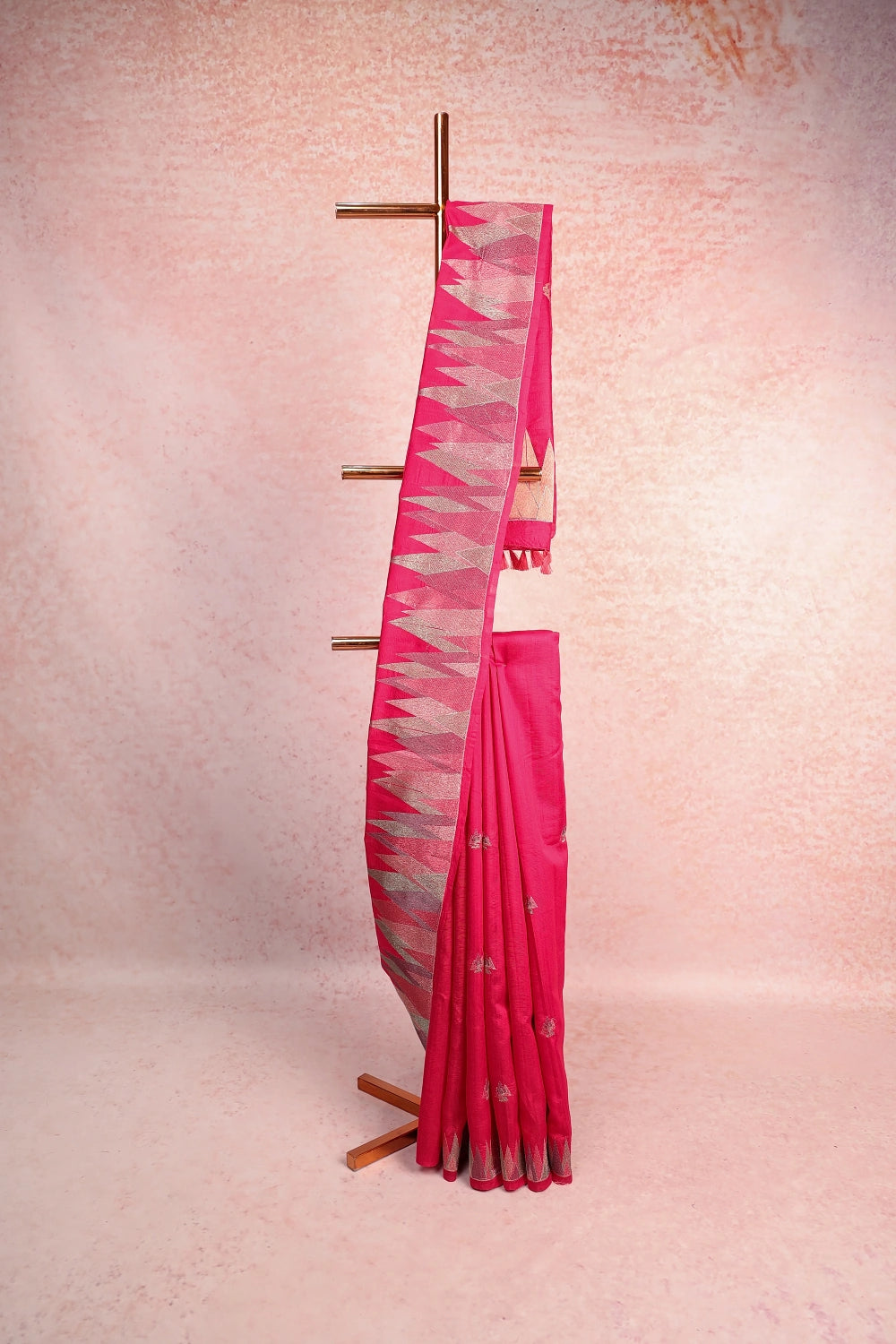 Rani Pink Semi Tussar Saree