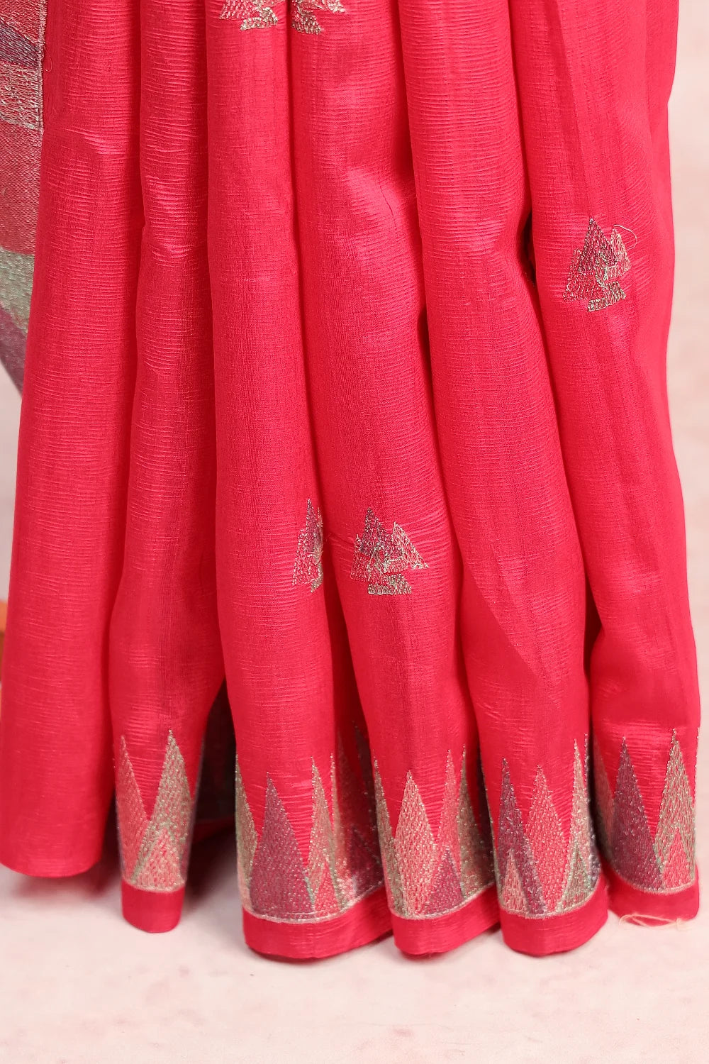 Rani Pink Semi Tussar Saree