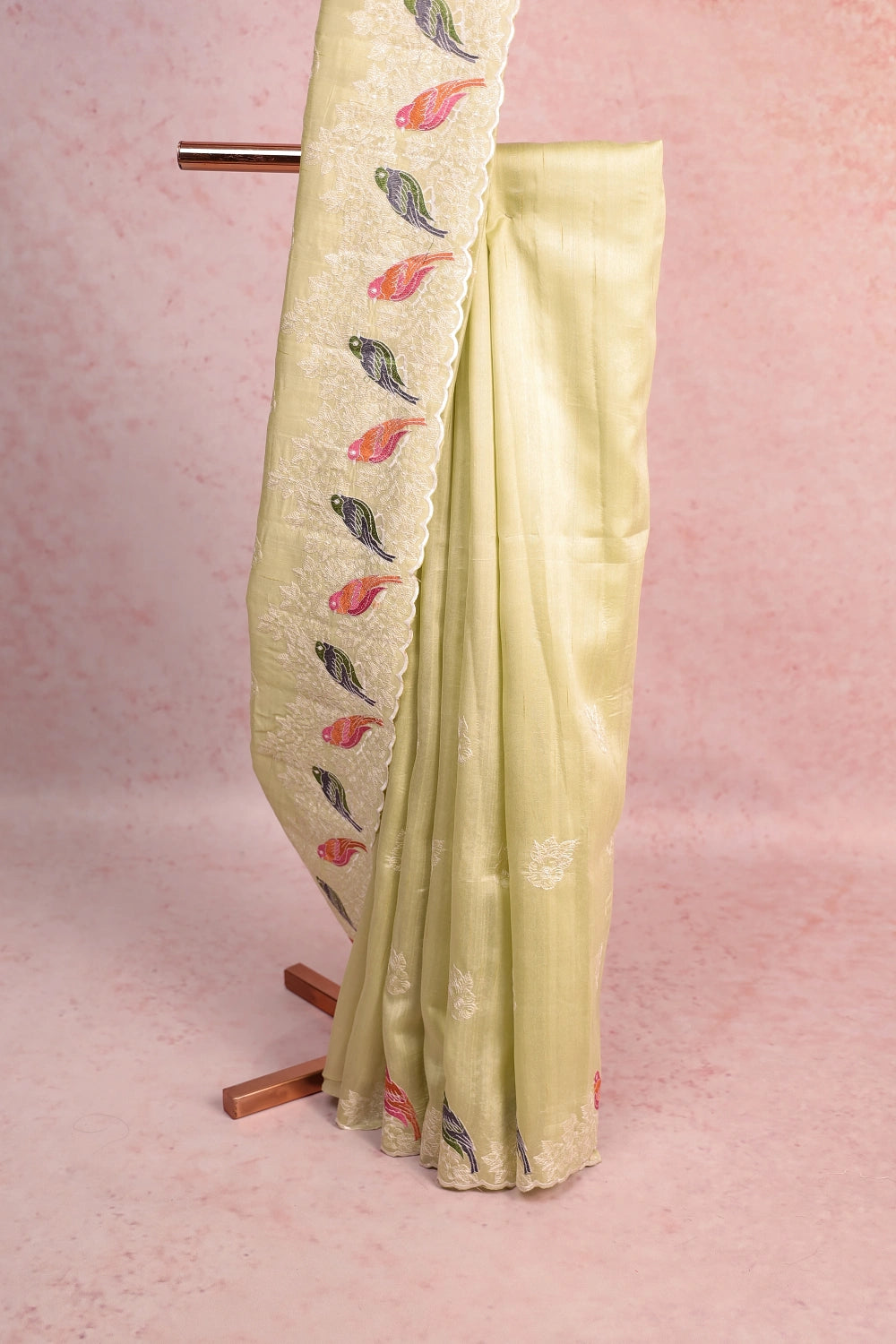 Pista Green Semi Tussar  Saree
