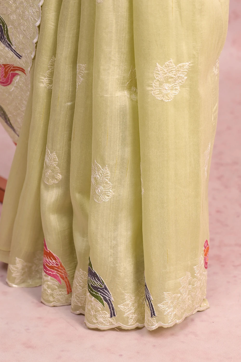 Pista Green Semi Tussar  Saree